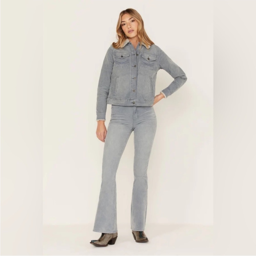 Idyllwind Gypsy High Rise Flare Jeans Blue Gray Corduroy Western Size 2W X 36L